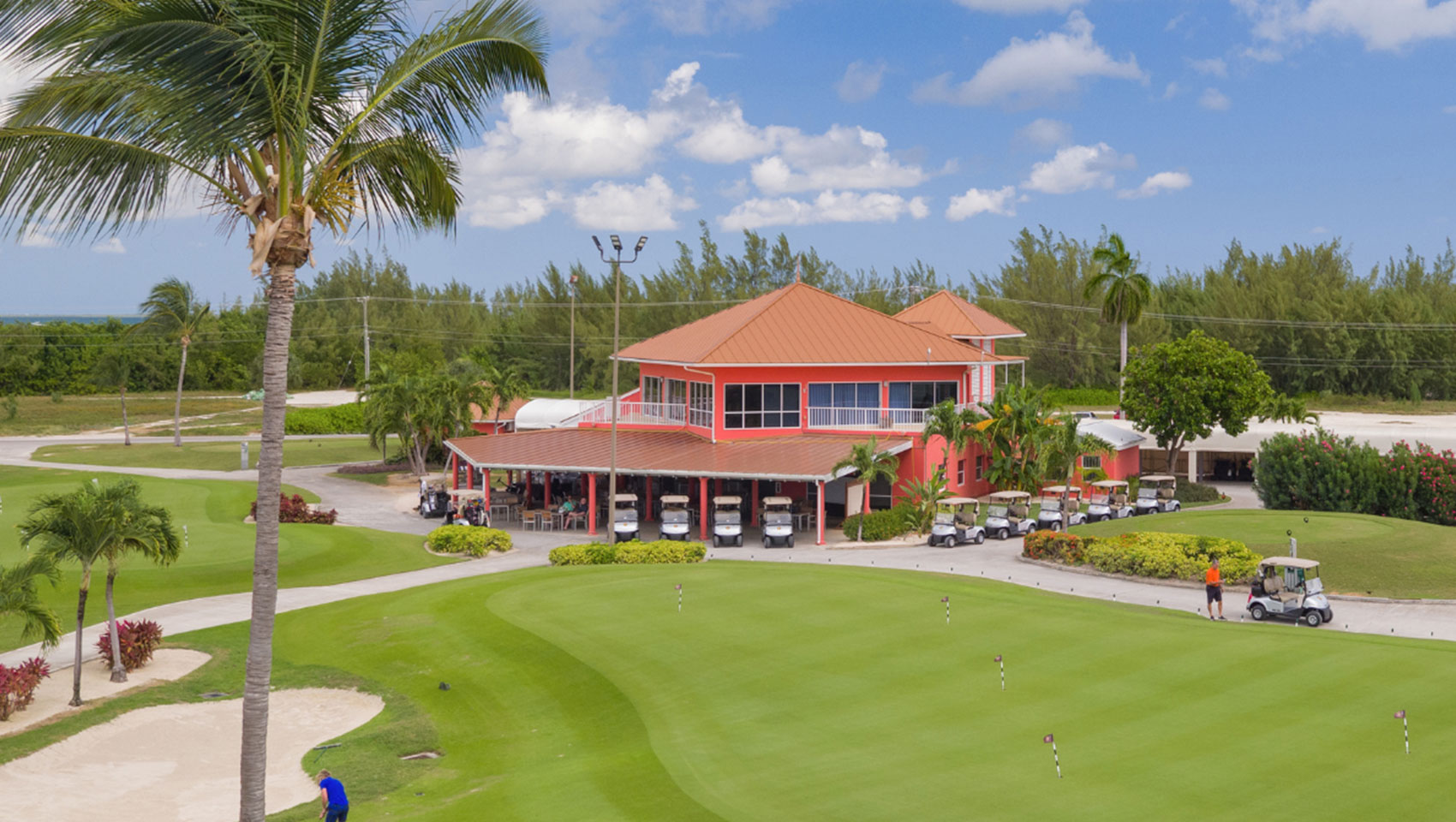 Clubhouse and golf carts