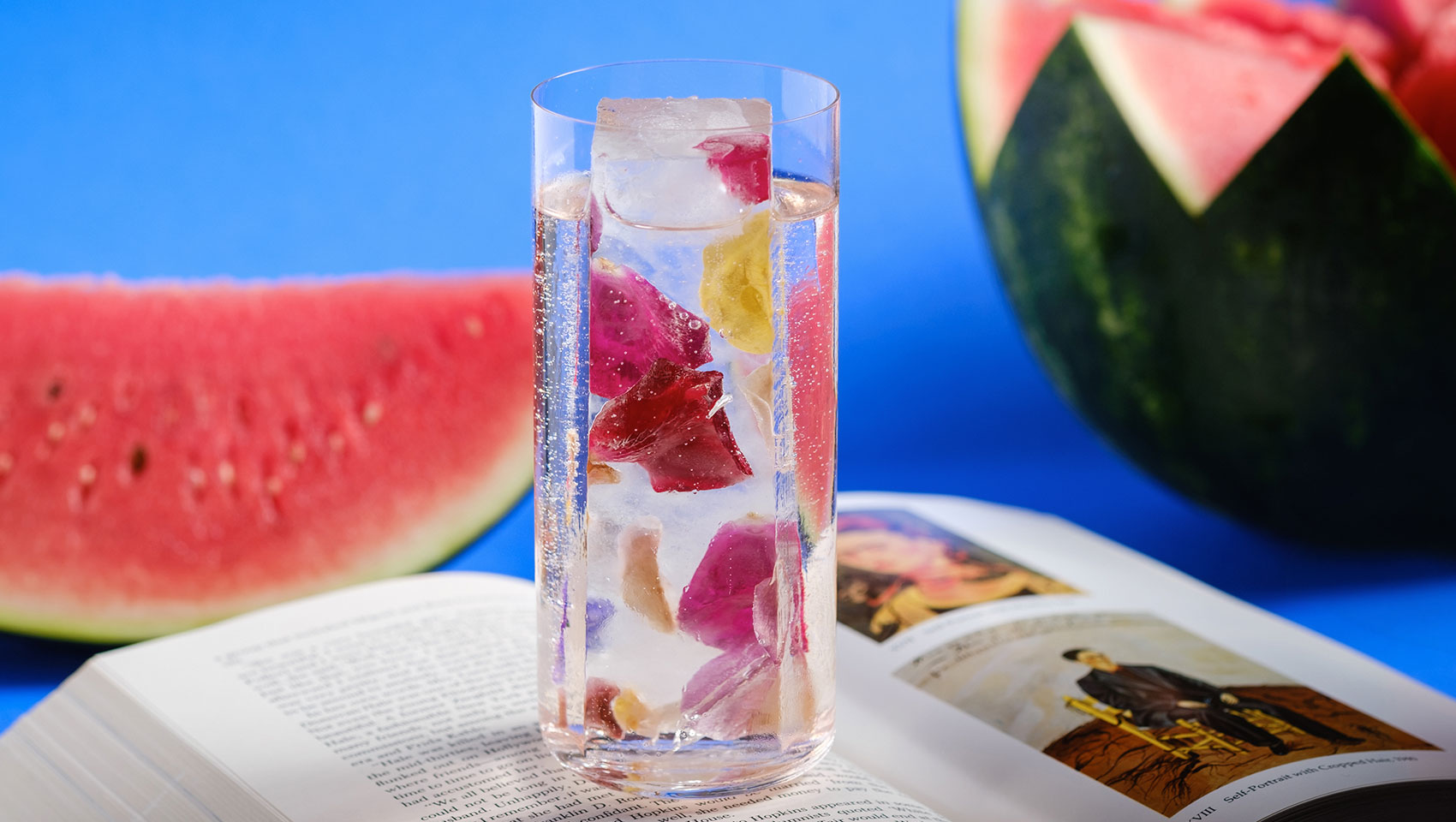 Cocktail with flower petals