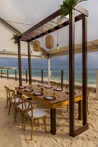 outdoor wedding reception set-up at Kimpton seafire